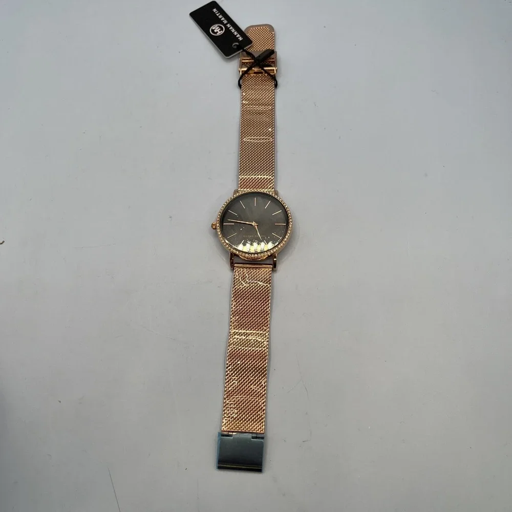 Hannah Martin Mesh Band Quartz Rhinestone Roman Numeral Dial Women's Wrist Watch